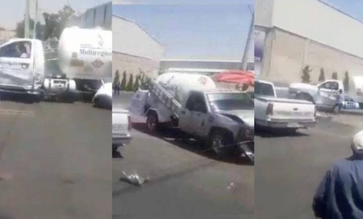 Pipa contra pipa, gaseros se disputan el control de rutas en Edomex (VIDEO)