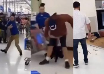 Knock out! Empleado de Walmart deja inconsciente a cliente que le escupió