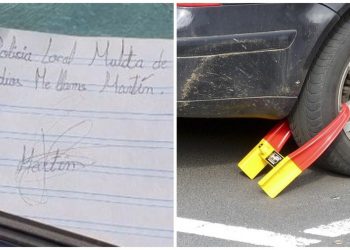 Niño ‘pone multa’ de casi 50 mil pesos a coche mal estacionado