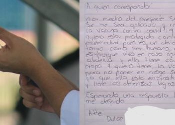 Dulce pide vacuna para no contagiar a su abuelita