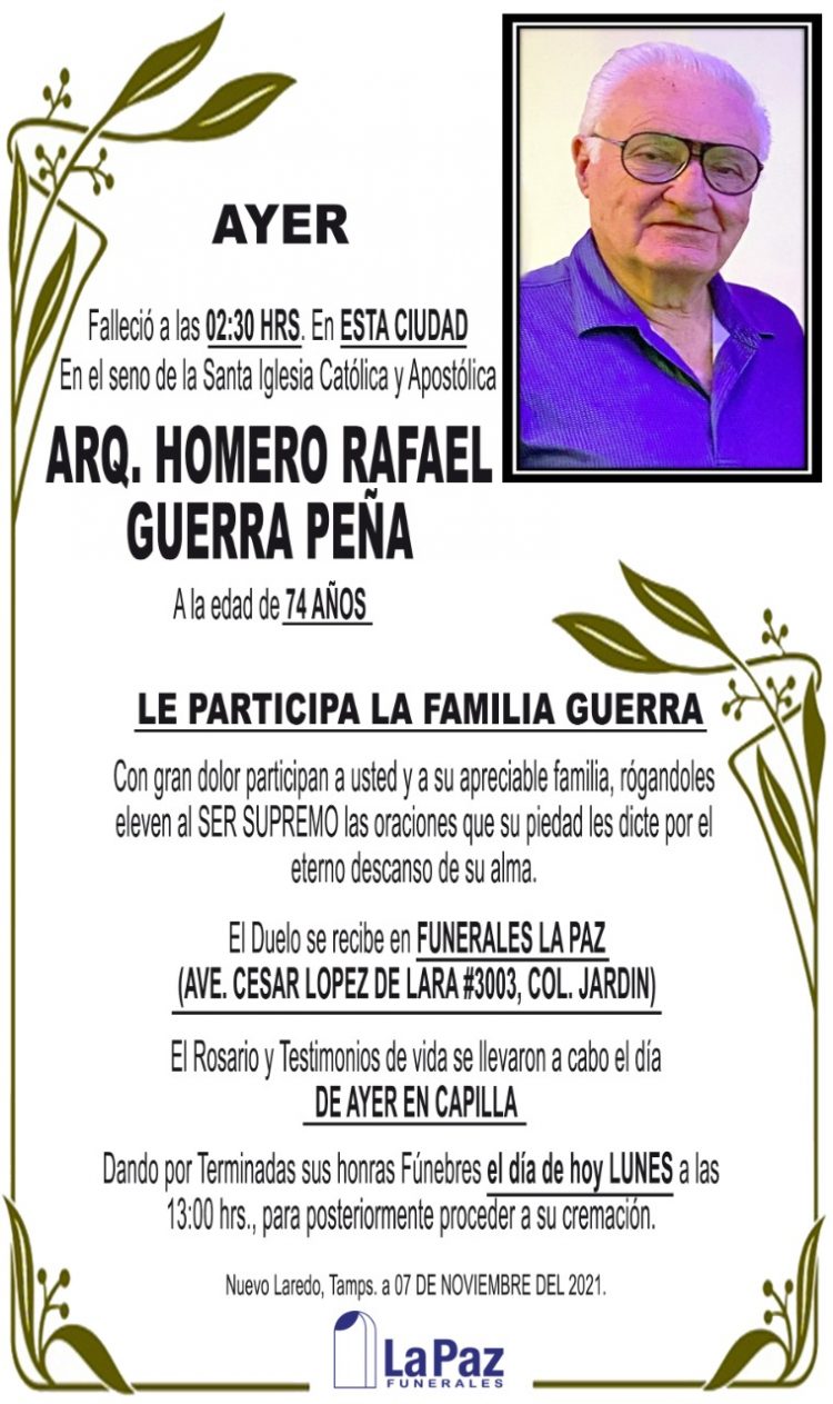 ARQ. HOMERO RAFAEL GUERRA PEÑA