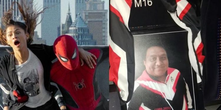 Mujer cumple la última voluntad de su esposo y lo lleva en foto a ver Spider-Man