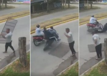 Video | Con un “rejazo” un hombre detuvo a un par de ladrones que huían en moto
