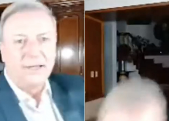 VIDEO l Se le rompe silla a Gilberto Lozano en transmisión contra AMLO y se hace viral￼