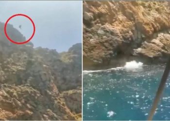Mujer graba la muerte de su esposo: él se lanzó al mar desde un acantilado | VIDEO