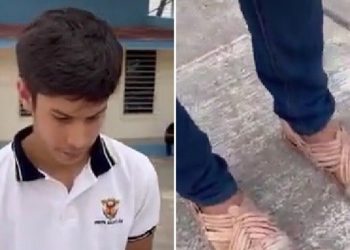 VIDEO | Manda a su hijo en zapatillas luego de que se burlara de los zapatos de un compañero del colegio