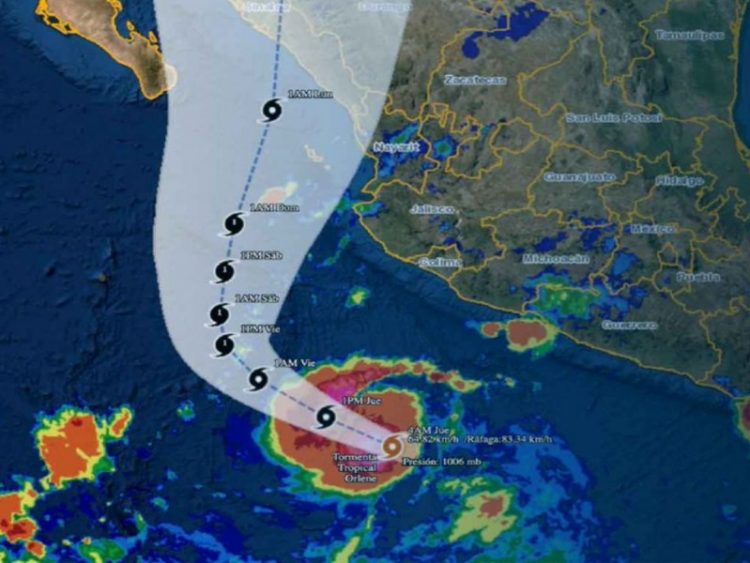 Sigue la trayectoria de ‘Orlene’ frente a costas mexicanas