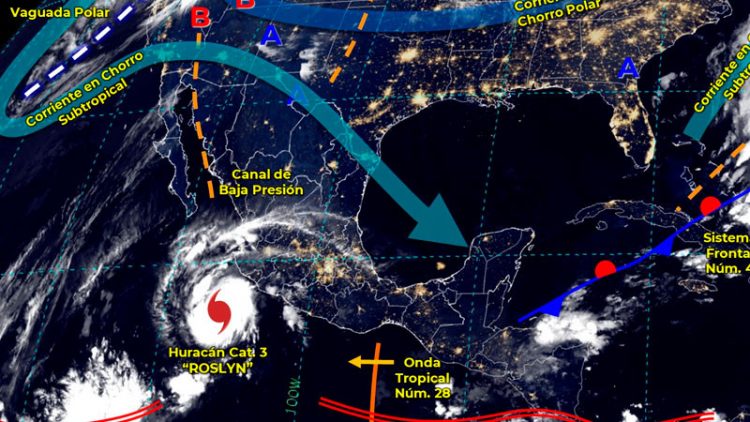 «Roslyn» ocasionará lluvias torrenciales, afectará principalmente a 4 estados