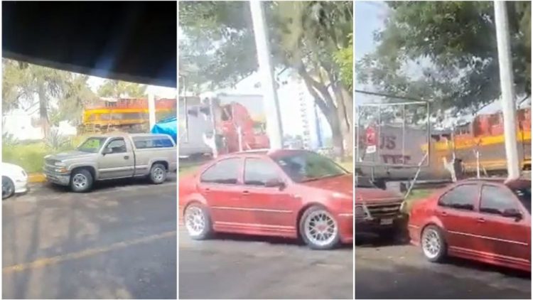 VIDEO | tren embiste a tráiler que le intentó ganar el paso en Morelia