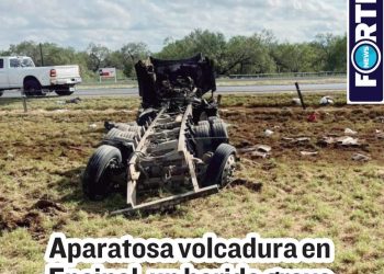 Aparatosa volcadura en Encinal, un herido grave