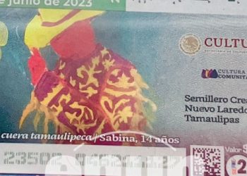 Plasman dibujo de neolaredense en billetes de Lotería Nacional