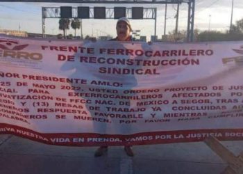 Protestan ex trabajadores ferrocarrileros; exigen pago