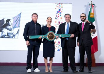 Claudia Sheinbaum junto al “Canelo” Álvarez anuncian la clase de box más grande del mundo