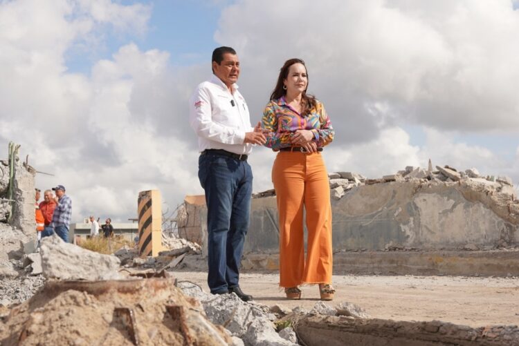 CARMEN LILIA CANTUROSAS Supervisa trabajos de rehabilitación en la Garita del Kilómetro 26