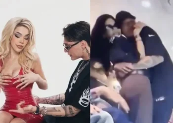 Peso Pluma y Kenia Os confirman su romance con un beso en el Super Bowl