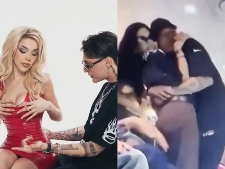 Peso Pluma y Kenia Os confirman su romance con un beso en el Super Bowl