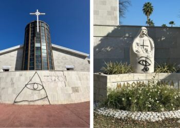 Indignación en Nuevo Laredo por vandalización de la Catedral del Espíritu Santo