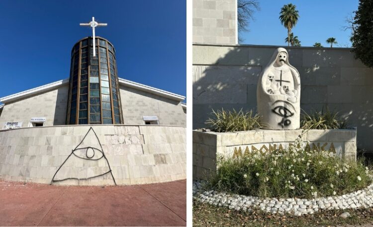 Indignación en Nuevo Laredo por vandalización de la Catedral del Espíritu Santo