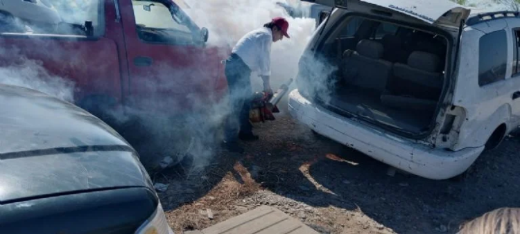 Fumigan y abaten yonkes para eliminar criaderos del dengue