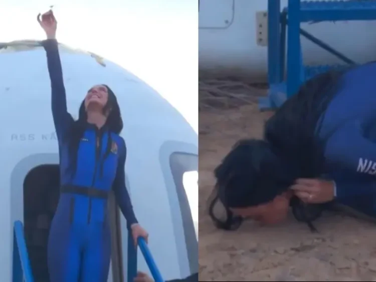 Katy Perry viaja al espacio con tripulación femenina y besa el suelo al volver