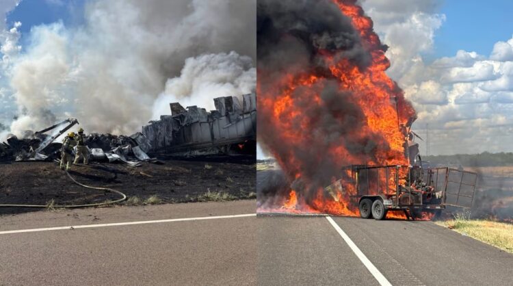 ¡EXPLOSIÓN! Fatal colisión en IH-35; dos personas sin vida