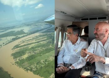 AMÉRICO VILLARREAL Supervisa creciente del río Pánuco