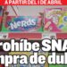 A PARTIR DEL 1 DE ABRIL Prohíbe SNAP compra de dulces