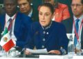 CUMBRE POR LA DEMOCRACIA EN ESPAÑA Sheinbaum: que 10% de gasto en armas vaya a reforestación